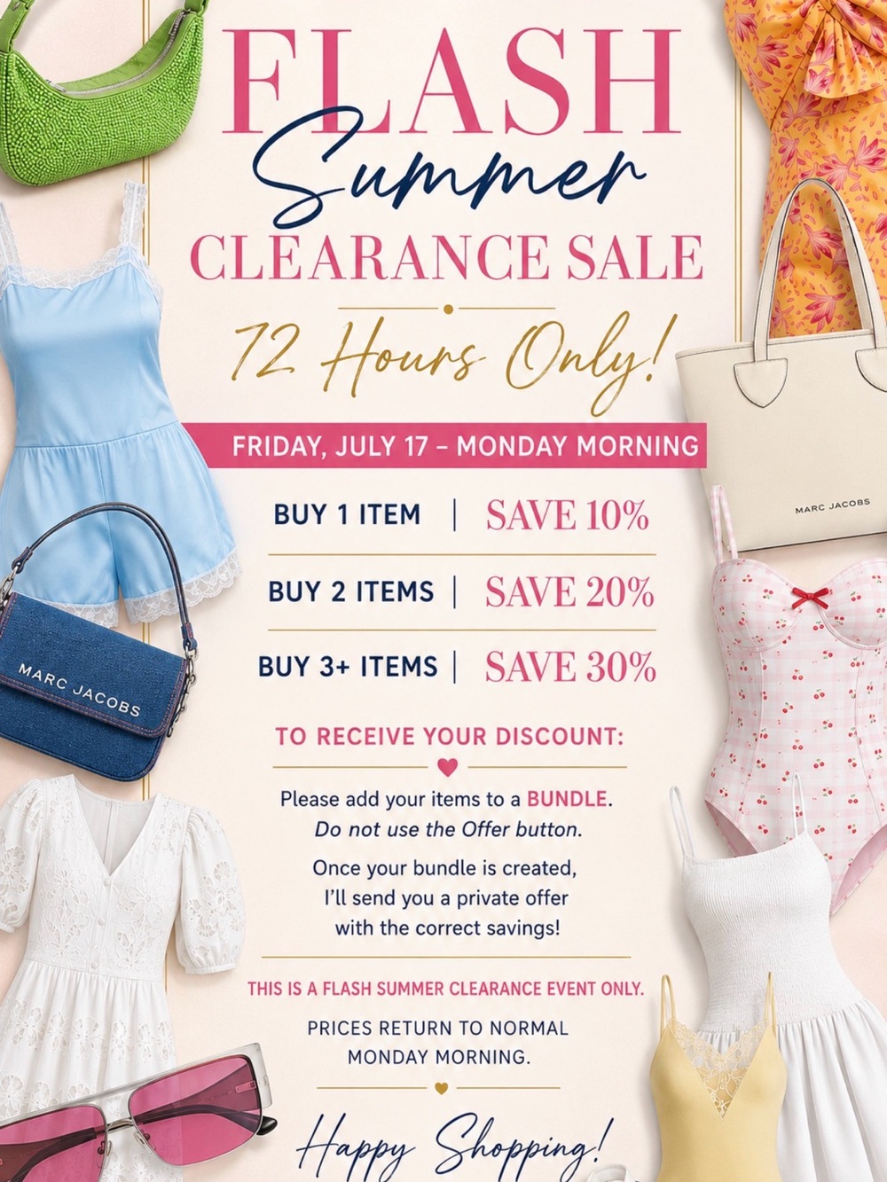Flash Summer Clearance Sale. All Items Included
